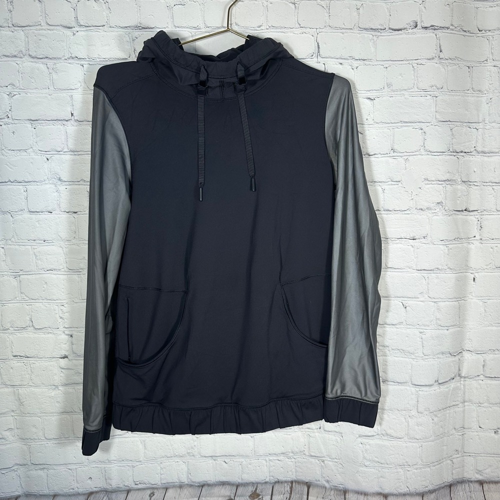 Lululemon Fleet Street Hoodie 8‎ Womens Black Grey Hooded Pullover Sweatshirt